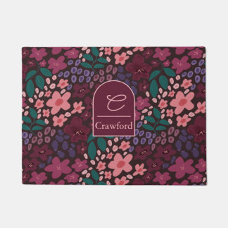 Personalized Monogram Moody Floral Doormat