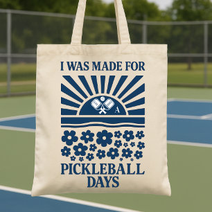 Personalized Monogram Pickleball Days Retro Floral Tote Bag