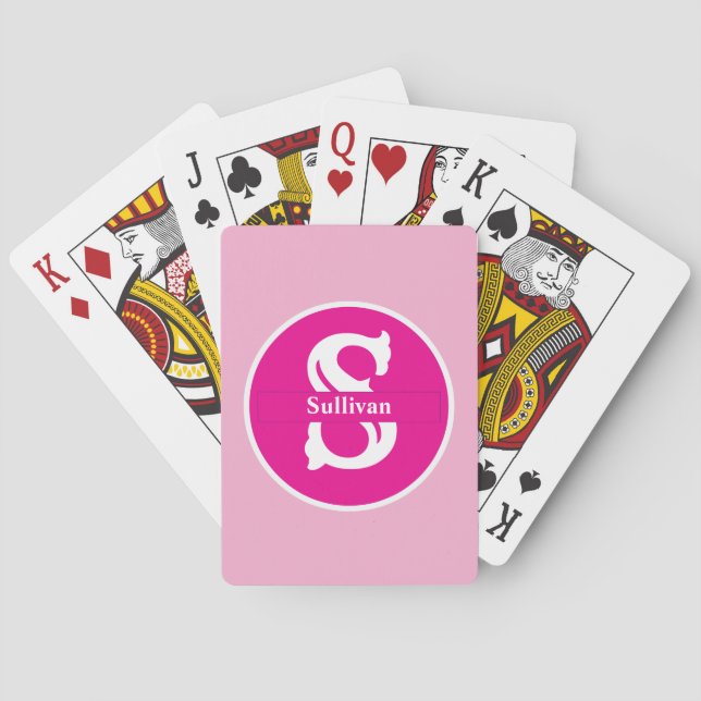 Personalized Monogram Pink on Pink Classic Playing Cards (Back)