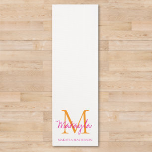 Personalized Monogram Pink Script Name  Yoga Mat