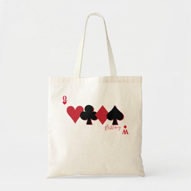 Personalized Monogram Playing Cards Bridge & Poker Tote Bag (Front)