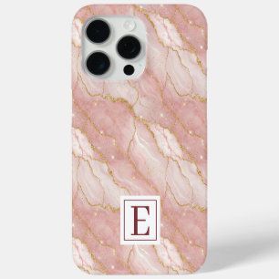 Personalized Monogram Rose Quartz Gold iPhone 15 Pro Max Case