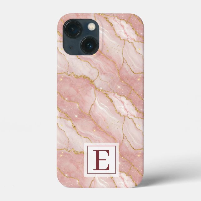 Personalized Monogram Rose Quartz Gold Case-Mate iPhone Case (Back)