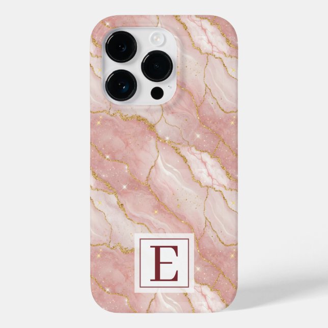Personalized Monogram Rose Quartz Gold Case-Mate iPhone Case (Back)