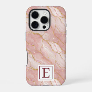 Personalized Monogram Rose Quartz Gold iPhone 16 Pro Case