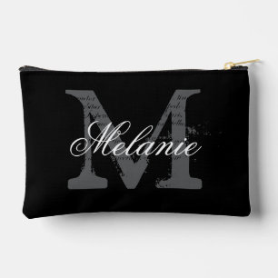 Personalized monogram small black cosmetic bag