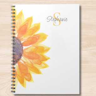 Personalized Monogram Sunflower  Notebook