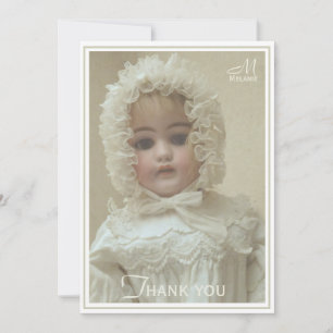 Personalized Monogram Vintage Victorian Girl Doll Thank You Card