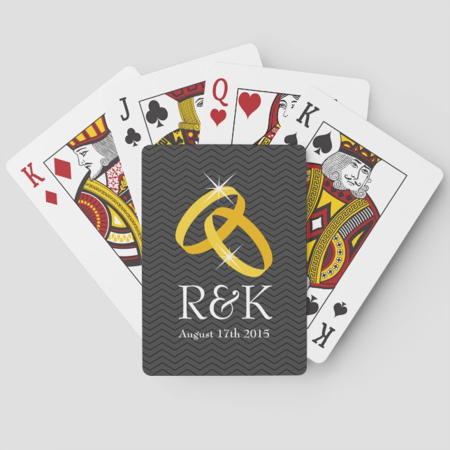 Personalized Monogram wedding rings playing cards (Back)