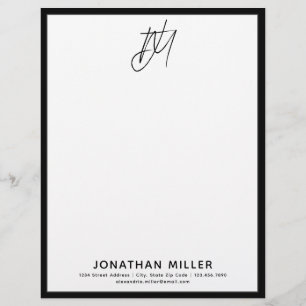 Personalized Monogram with Contact Information Custom Letterhead