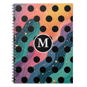 Personalized Monogrammed Black & White Polka Dots Notebook