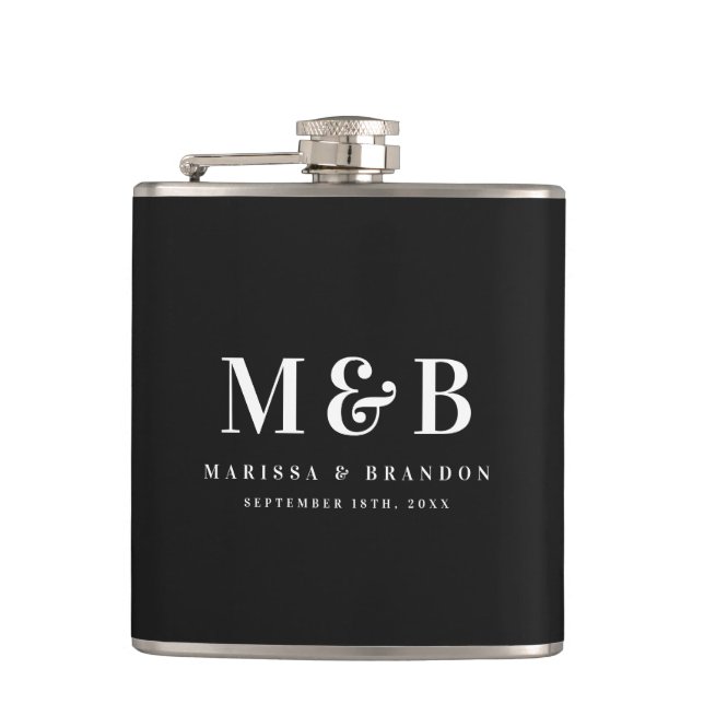 Personalized Monogrammed Initials Wedding Favors Hip Flask (Front)