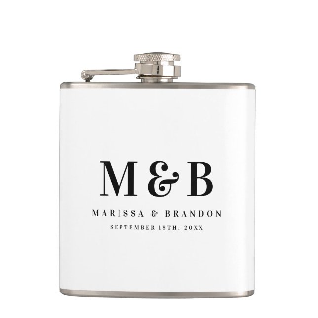 Personalized Monogrammed Initials Wedding Favors Hip Flask (Front)