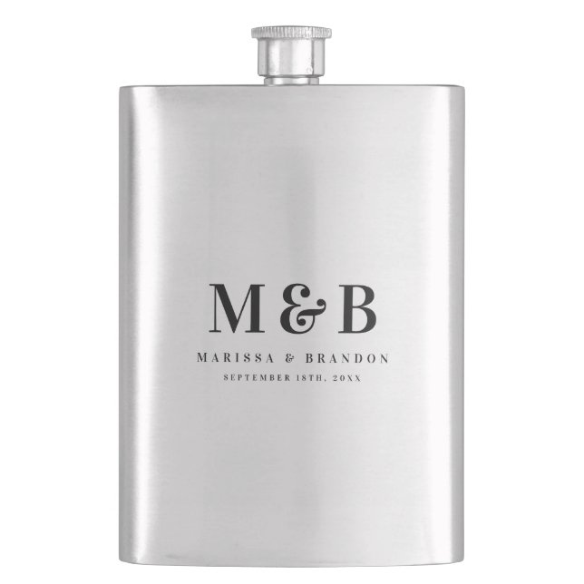 Personalized Monogrammed Initials Wedding Favors Hip Flask (Front)