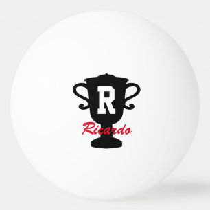 Personalized monogrammed trophy cup ping pong ball