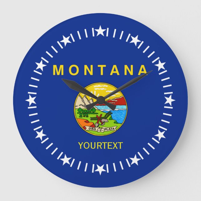 Personalized Montana State Flag Design on a Large Clock (Front)