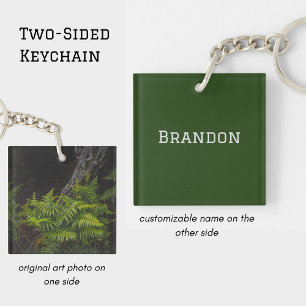 Personalized Moody Woodlands Minimal Men's Name Key Ring