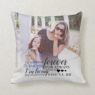 Personalized Mother Daughter Photo Love Forever Cushion