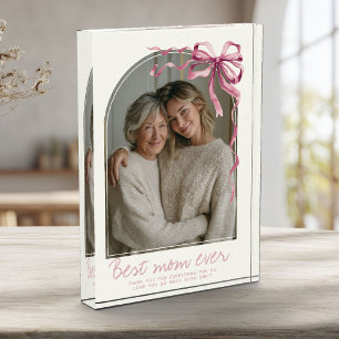 Personalized Mother’s Day Best Mom Ever Pink Arch  Photo Block