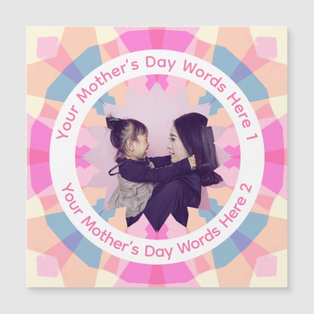 Personalized Mother’s Day Pink Star Mom Photo Card (Front)