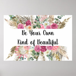 Personalized Motivational Quote Pink Floral  Poster