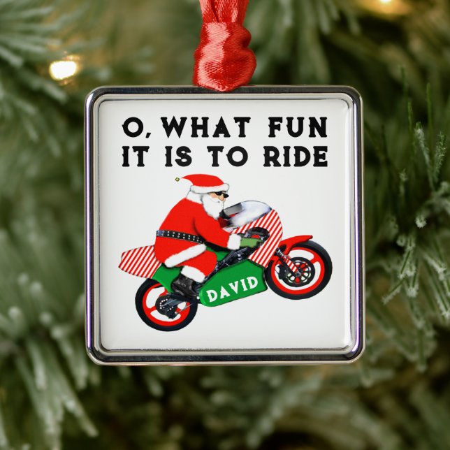 Personalized Motorcyclist Christmas Metal Ornament (Tree)