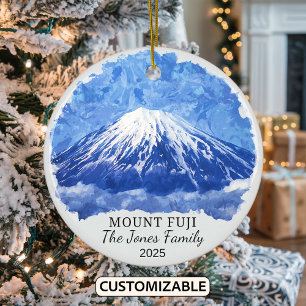 Personalized Mount Fuji Ornament, Japan Ceramic Ornament