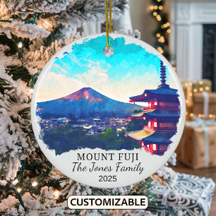 Personalized Mount Fuji Ornament, Japan Gift Ceramic Ornament