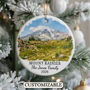 Personalized Mount Rainier National Park Washingto Ceramic Ornament