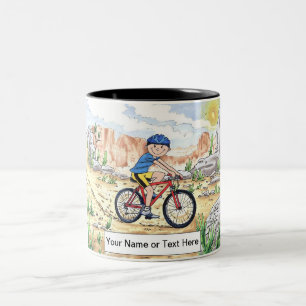 Personalized Mountain Bike - Male Cartoon  Two-Tone Coffee Mug