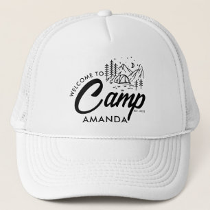 Personalized Mountain Camp Bachelorette Party Trucker Hat