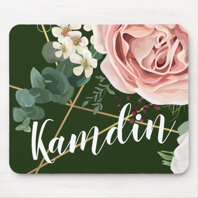 Personalized Mouse Pad Geometric Garden Rose Hunte (Front)