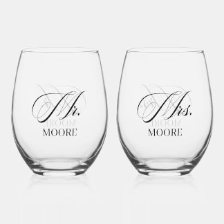 Personalized Mr. & Mrs. Stemless Wine Glass