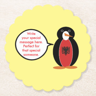 Personalized Ms. Penguin Albania Paper Coaster