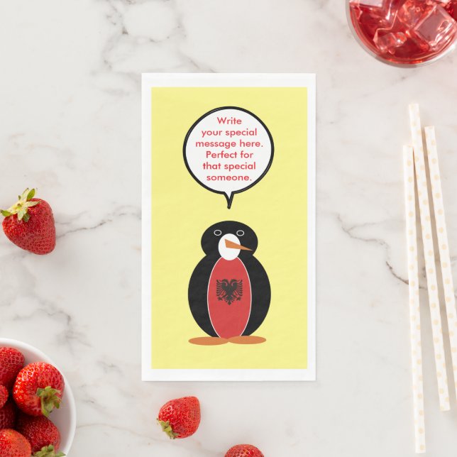 Personalized Ms. Penguin Armenia Napkin (Insitu)