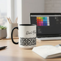 Personalized Mug Black Lace Floral Slogan 