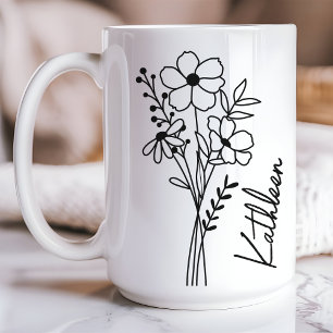 Personalized Mug for Her, Wildflowers Mug for Mom