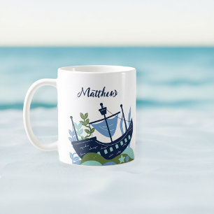 Personalized mug for kids, Boat mug for children