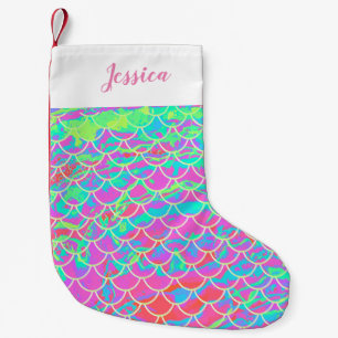 Personalized Multi-Pink Mermaid Scale Stocking