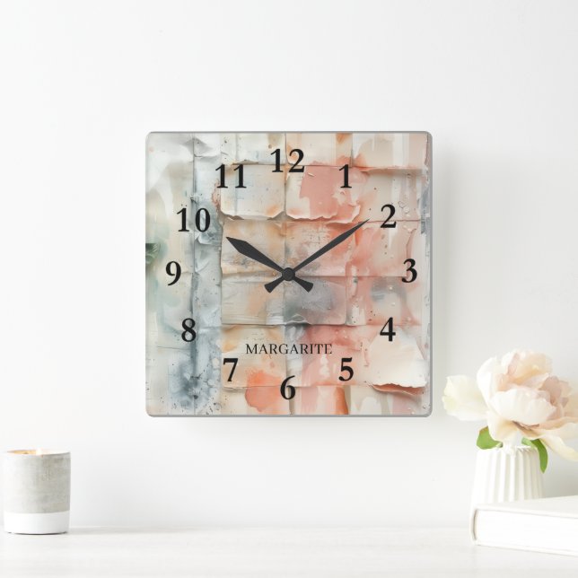 Personalized Multicolor Paint Chips Wall Square Wall Clock (Home)