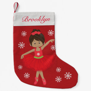 Personalized Multicultural Christmas Ballerina Small Christmas Stocking
