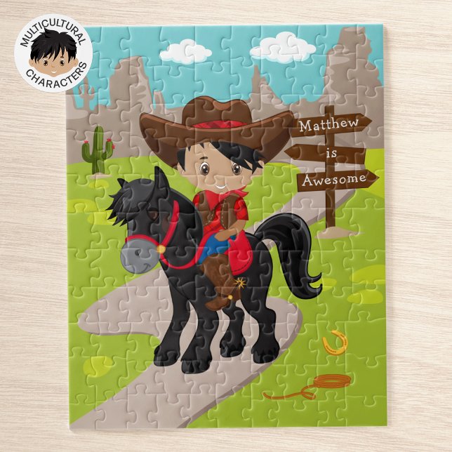 Personalized Multicultural Cowboy Jigsaw Puzzle (Creator Uploaded)