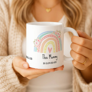 Personalized Mum's Rainbow & Floral Name Mug