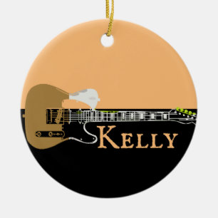 Personalized Music Electric Bass Guitar  Ceramic O Ornament