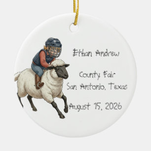 Personalized Mutton Bustin Boy  Ceramic Ornament