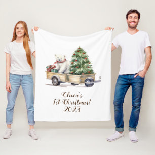 Personalized My 1st Christmas Fleece Blanket