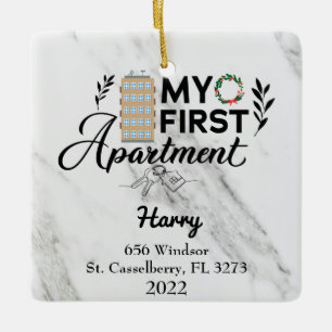 Personalized My First Apartment 2022 Ceramic Ornament