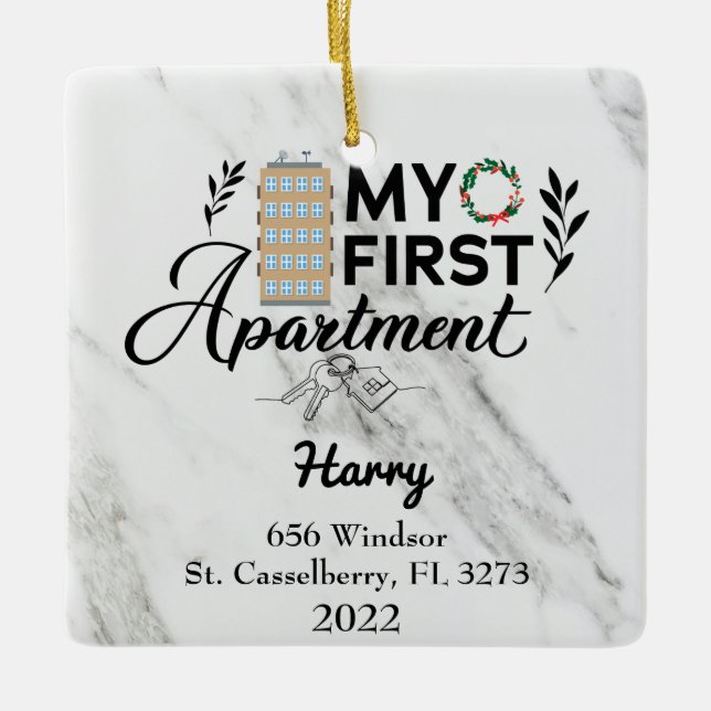 Personalized My First Apartment 2022 Ceramic Ornament (Front)