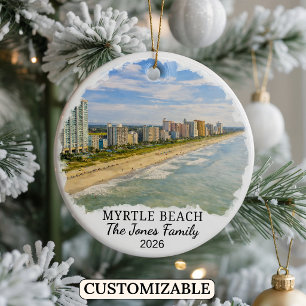 Personalized Myrtle Beach Ornament, South Carolina Ceramic Ornament