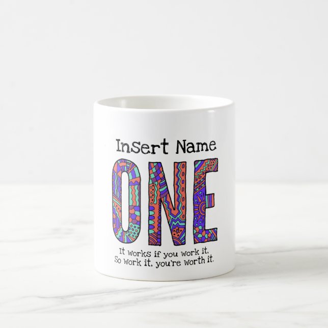 Personalized NA 12 step one year clean any name Coffee Mug (Center)